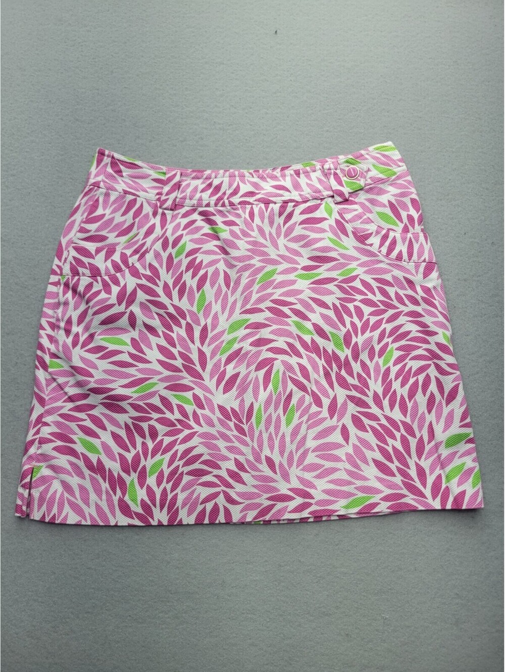 EP Pro Women's Skirt Size 10 Pink/White Low Rise Mini Knit Pockets Floral Golf